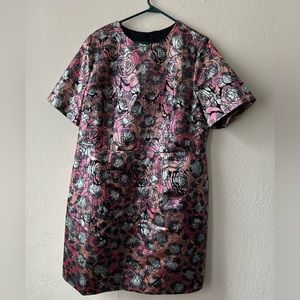 Floral metallic formal party dress